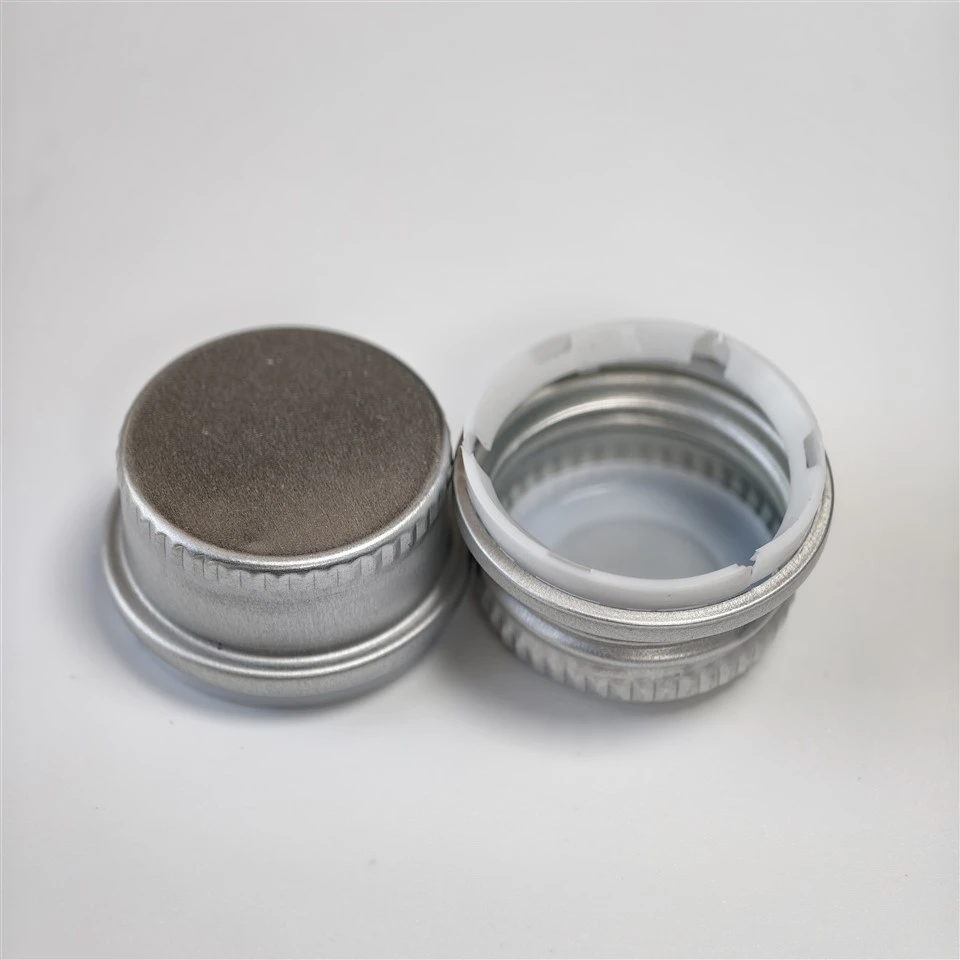 Factory Glass For Water Bottle Screw Aluminum Cap With Plastic Tamper Evident Ring 28mm